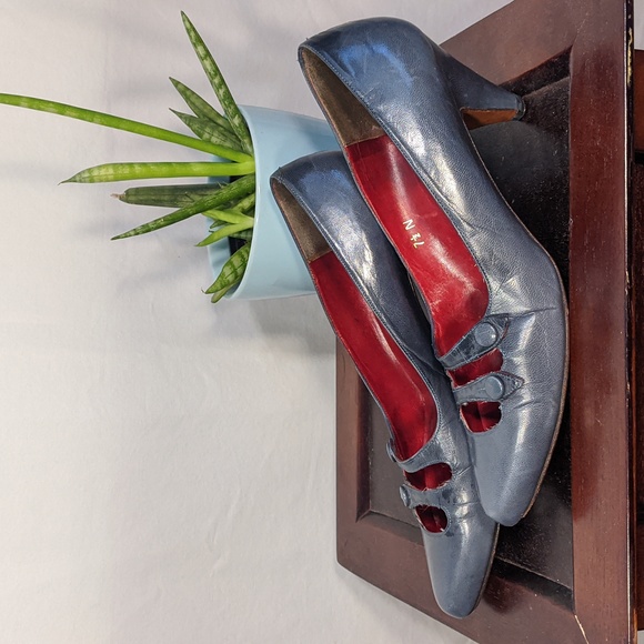 Vintage grey leather pumps by Evan Picone size 7.5 narrow - Picture 3 of 11